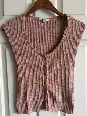 Madewell Marled Peach Button-Front Sweater Knit Tank